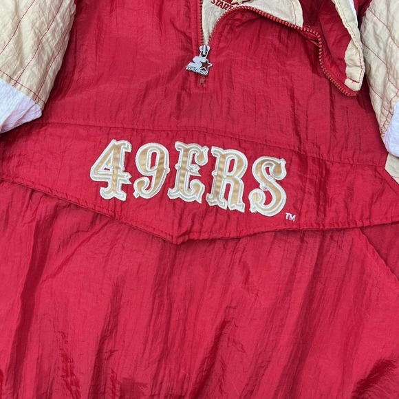 Vintage NFL Starter San Francisco 49ers Puffer Jacket Men's Sz Large Red/Gold - Picture 5 of 11